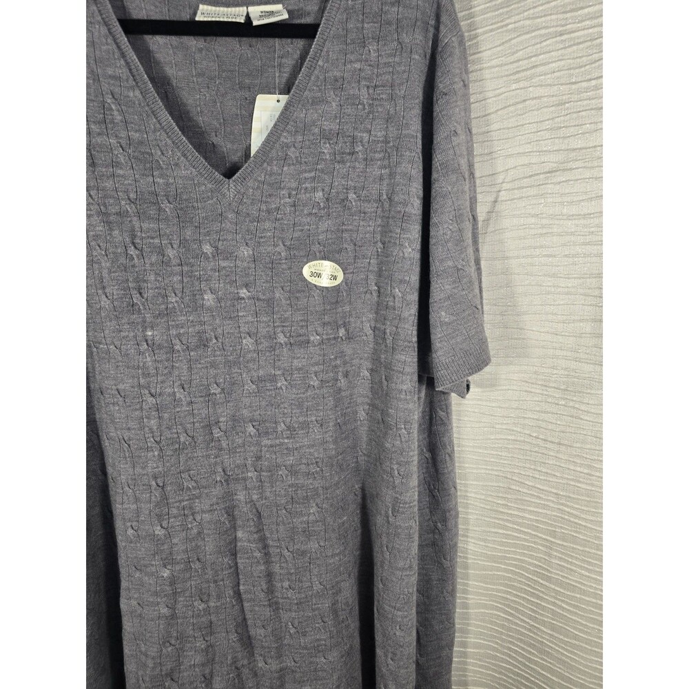 White Stag Shirt Top Womens 30W/32 Gray Cable Knit V Neck Short Sleeve Plus Soft - Picture 3 of 16